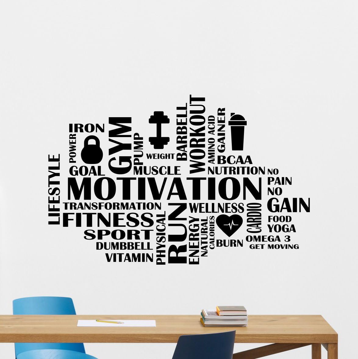 Motivation Fitness Words Cloud Gym Wall Decal Motivational Fitness Vinyl Sticker Inspirational Wall Decor Fitness Motivation Quote Sport Wall Art Training Workout Wall Mural 88fit