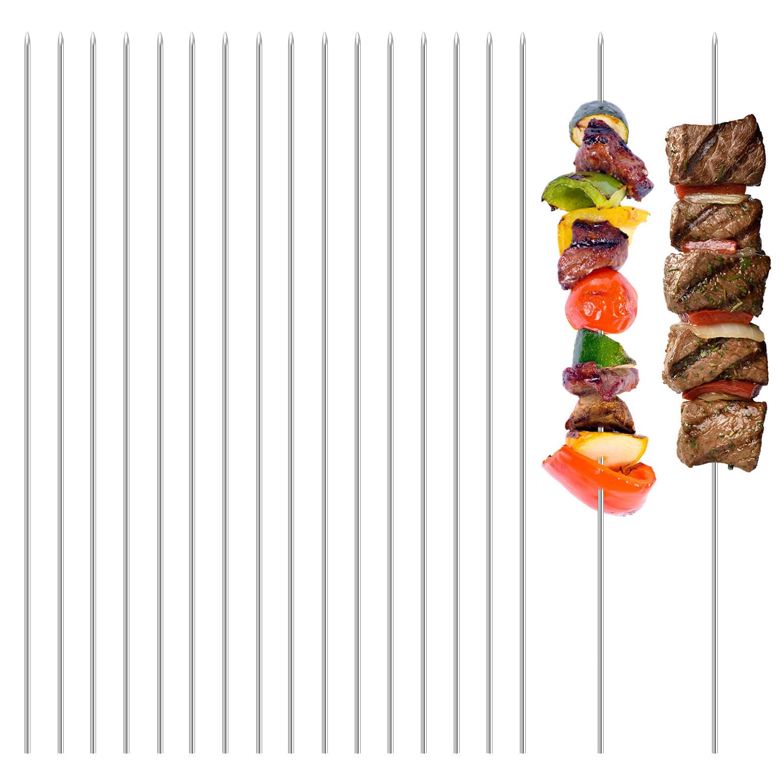 Brochetas de acero inoxidable para evitar que la comida se caiga en la parrilla