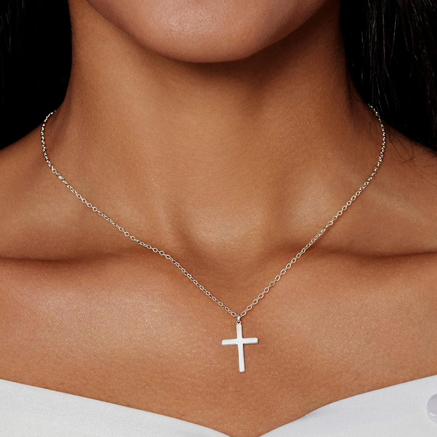 Cross Necklace for Women 14K Gold Plated/Sterling Silver Cross Necklace Dainty Tiny Layered Choker Cross Pendant Necklaces Faith Jewelry First Communion Gifts for Her ﻿ - Image 2