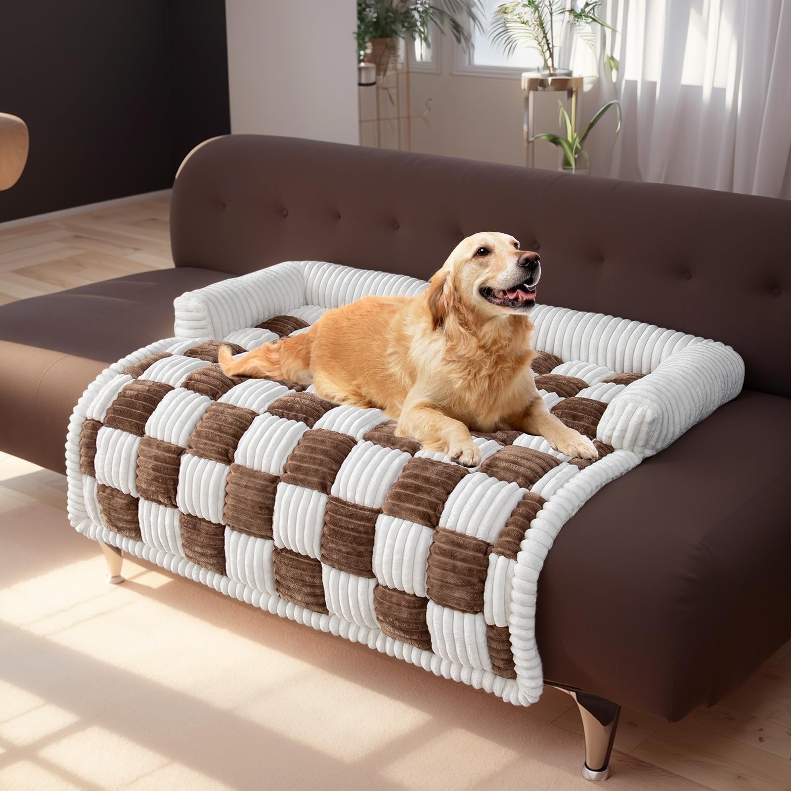 Topchances Dog Bed Cover, Pet Couch Covers for Sofa,Dog Sofa Bed Mat,Furniture Protector Pet Sofa Mat for Dogs and Cats(Dark Brown,75×75cm)
