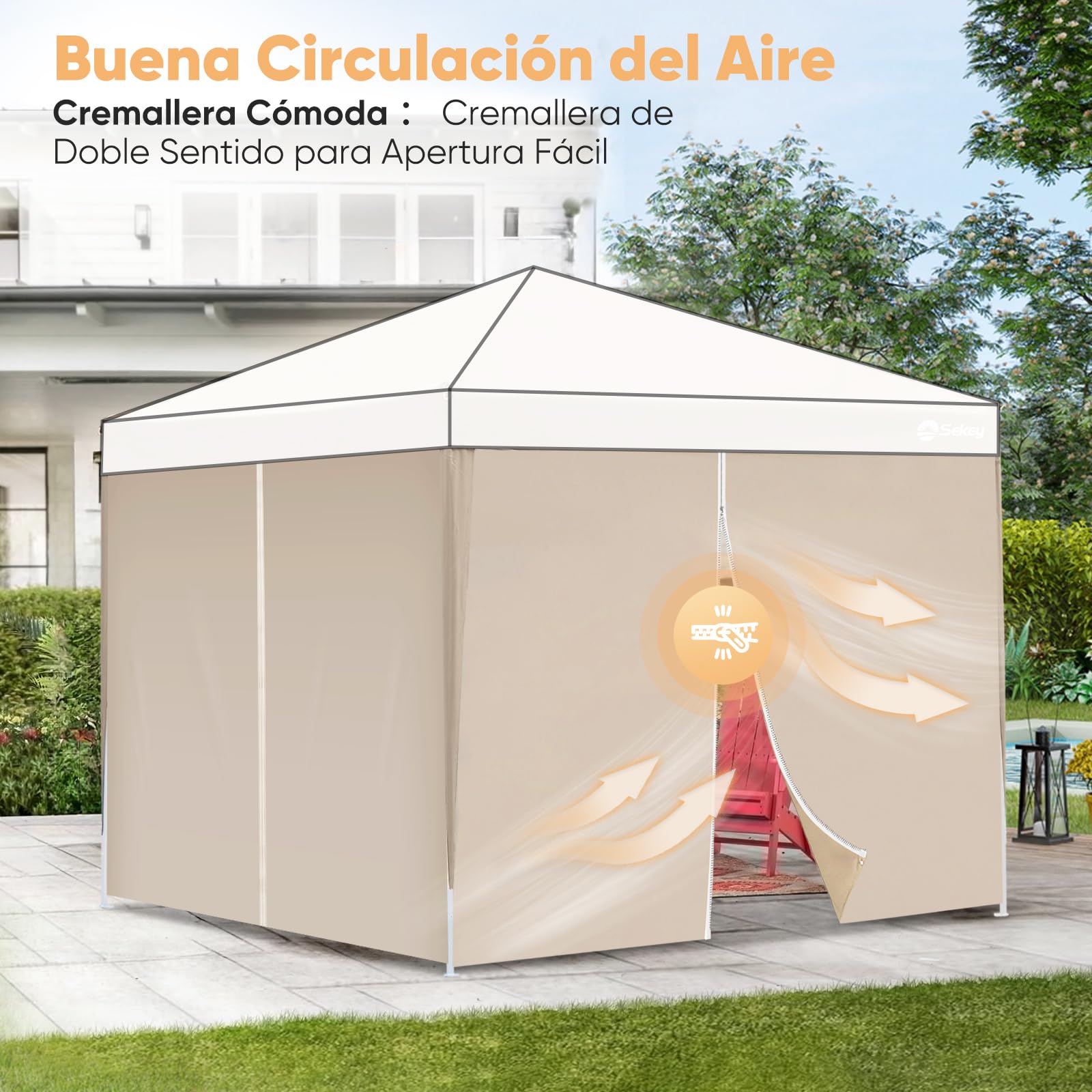 Sekey 2 Paneles Laterales, Paredes Laterales para 3x3m Cenador Plegable Carpas de Jardin, Impermeables