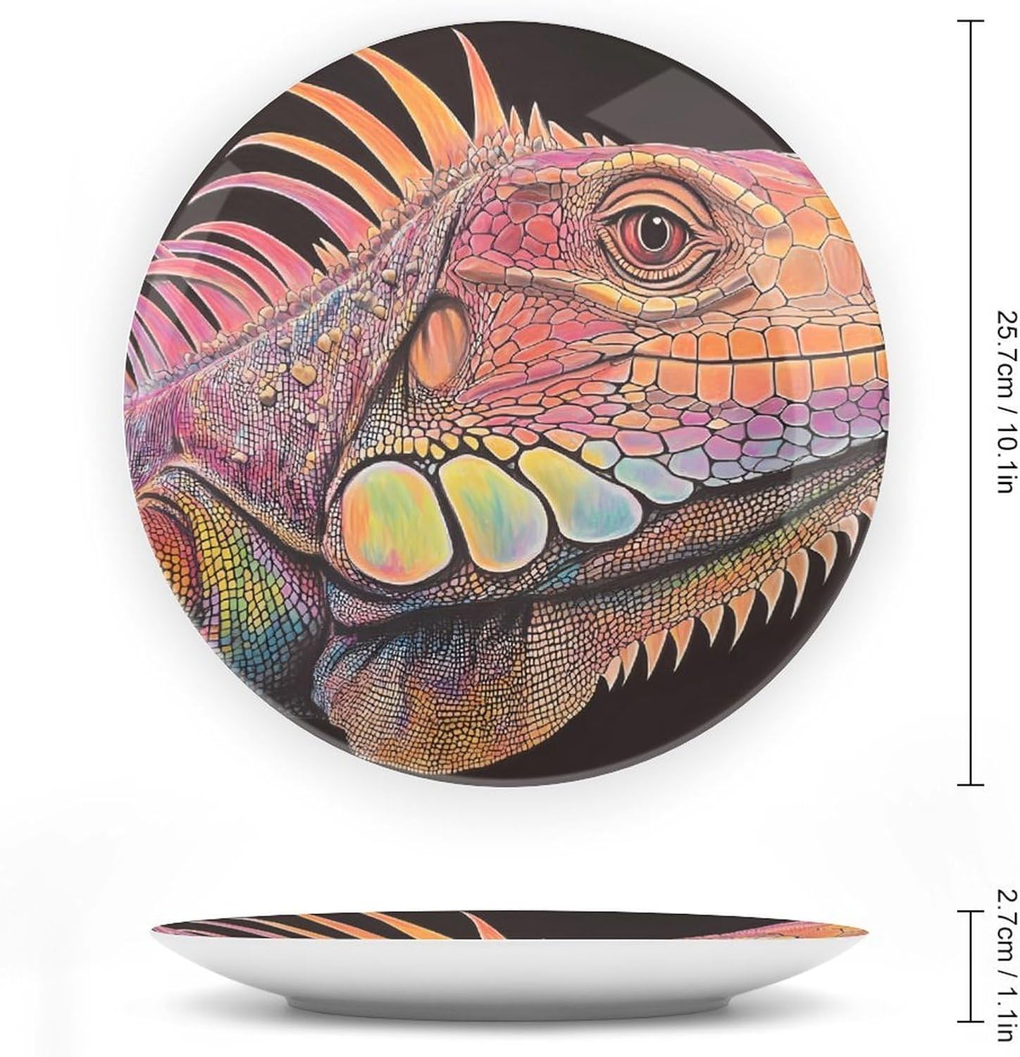 Colorful Lguana Decorative Plates for Display Ceramic Plate Tray with Stand Hanger Home Decor