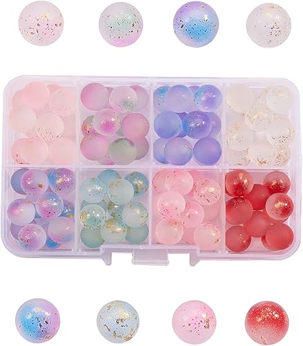 Miniatura 8 de LiQunSweet 200 cuentas de cristal de cristal con temática naranja de 10 estilos de 0.315 pulgadas, bola redonda, espaciador de cuentas sueltas a