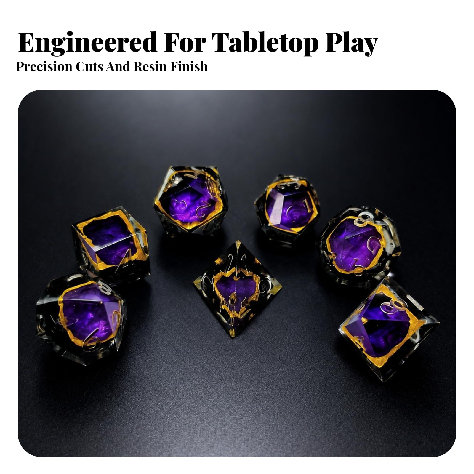 predolo 7 Stück facettenreich Harzpolyedwürfel Spielwürfel mit Zahlenmarkiungen, Rollenspielwürfel, für Tabletop-Rollenspiele, Brettspielabende, Würfelsammlung , E