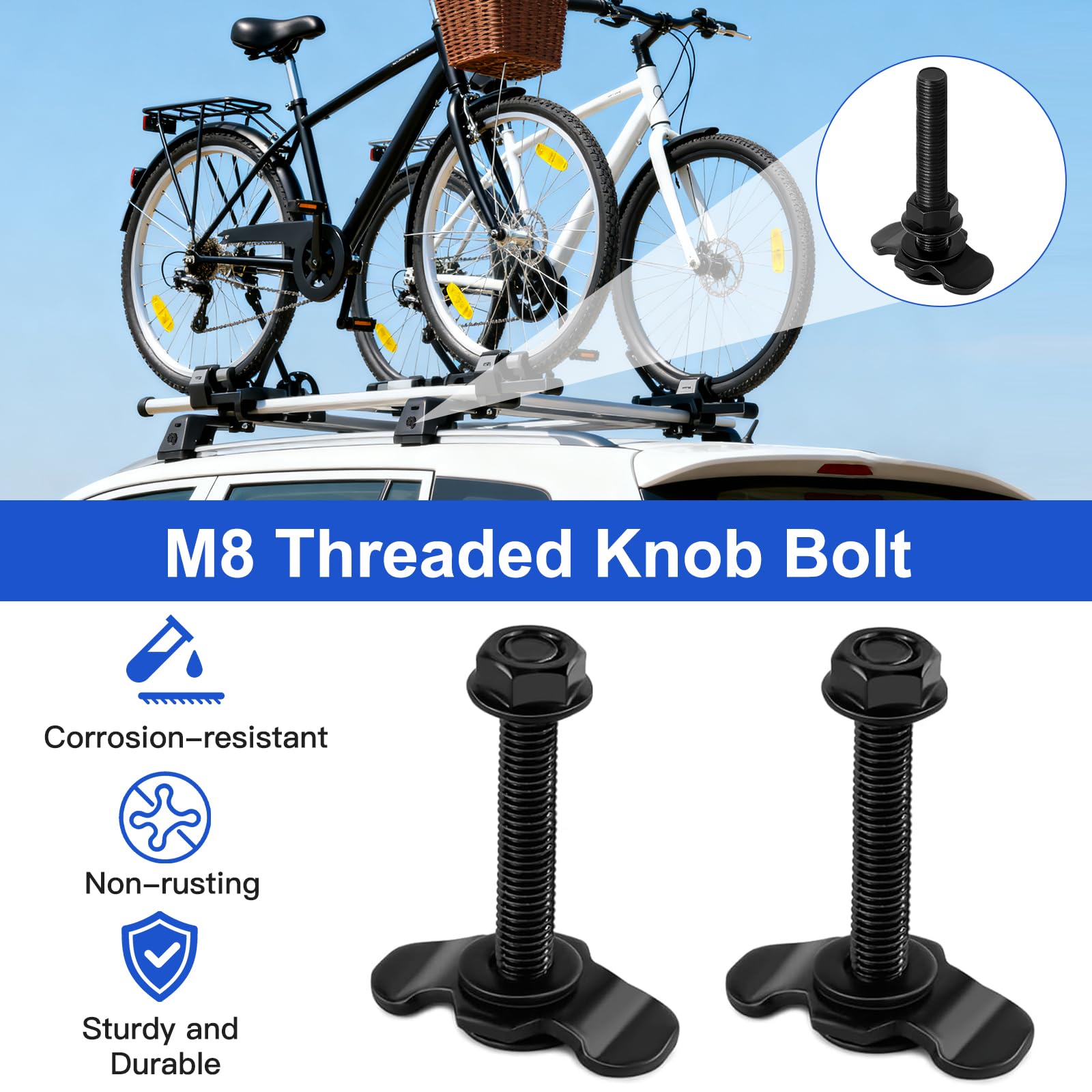 10 Stück Schraubfitting für Airlineschiene M8x60 Airline Fitting für Zurrschienen, Schraubfitting Set Single Endbeschlag zur Ladungsicherung für Wohnwagen,Transporter und Anhänger