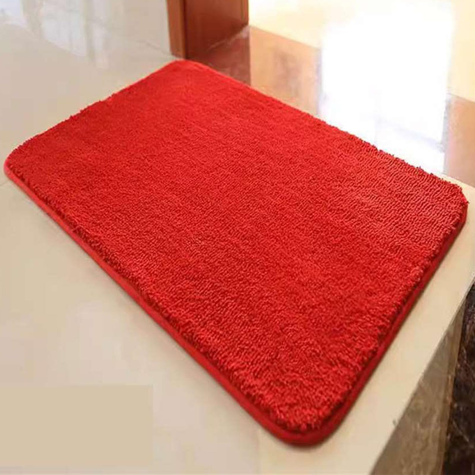 Tapis de bain rouge absorbant 40x60 pour une ambiance douche cocooning