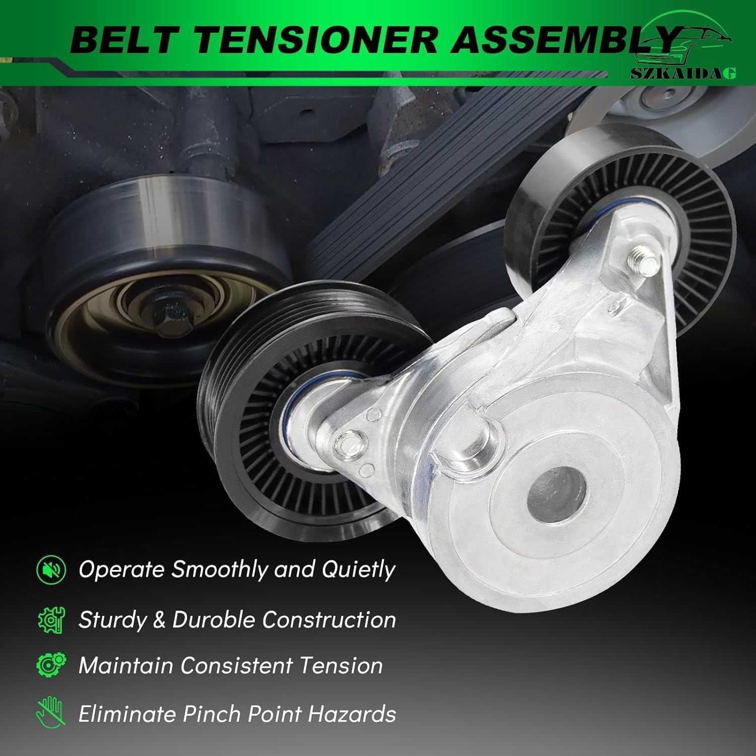 Belt Tensioner Assembly with Pulley for:-Ram 1500 Dakota for:-Jeep Grand cherokee Commander Liberty for:-Dodge Durango Nitro for:-Mitsubishi Raider for:-Chrysler Aspen 3.7L 4.7L V8 OE# 39120