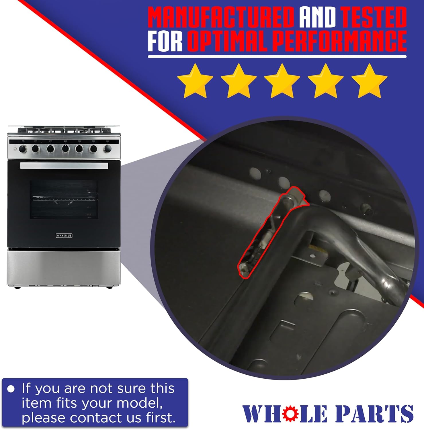 Upgraded Whole Parts Range Bake or Broil Spark Electrode Part# W10333842- Replacement & Compatible with Some Jenn Air, Kitchen Aid, Amana, Maytag and Whirlpool Ranges