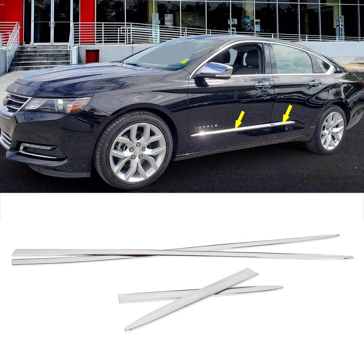 4Pcs Chrome Side Skirt Door Garnish Molding trim Fit For 2015 2016 2017 2018 2019 2020 Chevy Impala LTZ LT LS