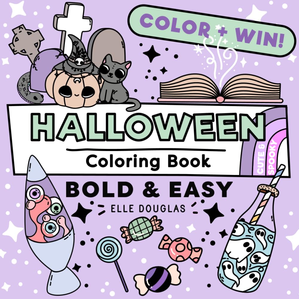 Halloween Bold & Easy Coloring Book Cute & Spooky: Simple Coloring For Kids, Adults & Teens: Simple Coloring Book for Kids, Teens & Adults: 2