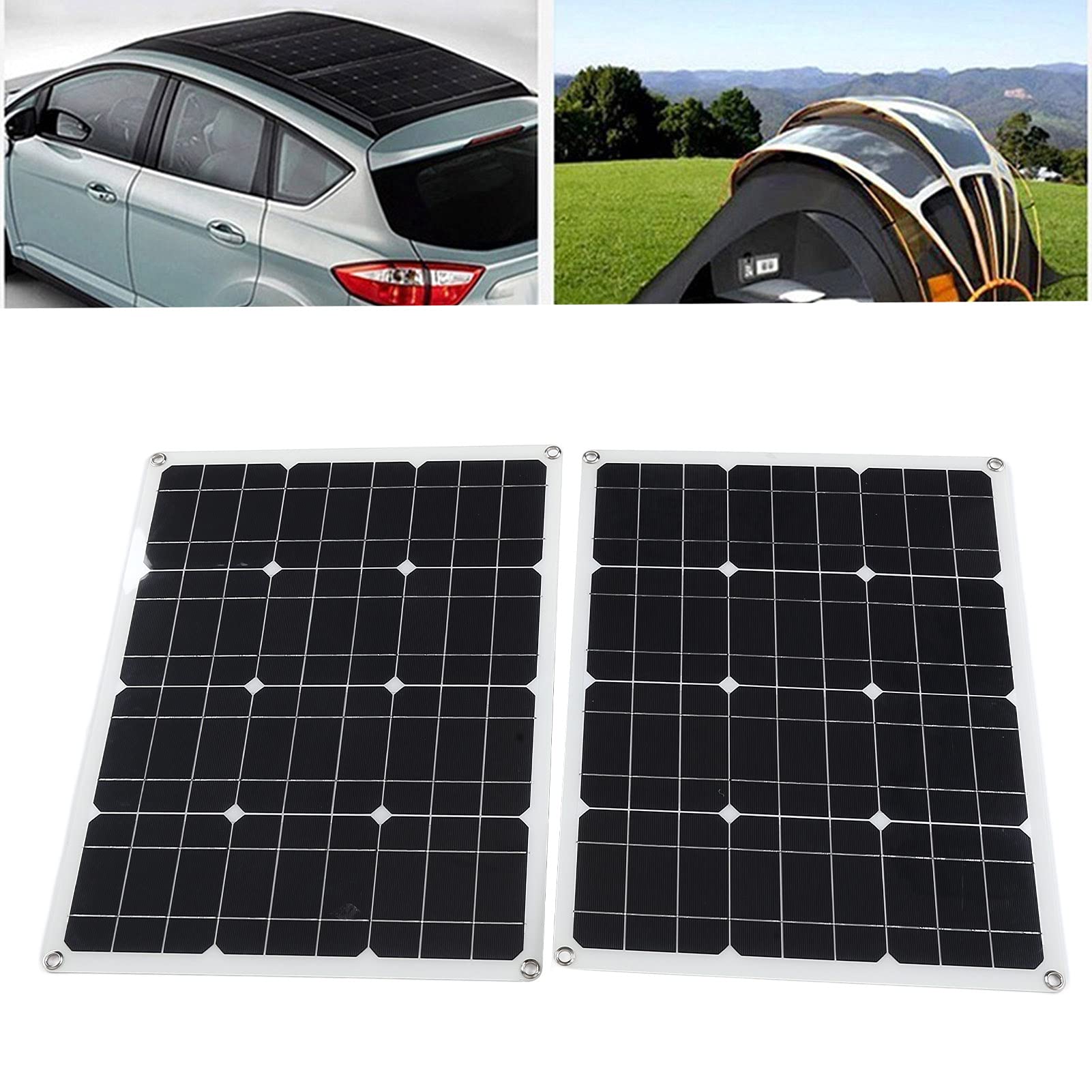 Caricabatterie Ad Alta Efficienza con Pannello Solare Monocristallino da 80 W per Viaggi All'aperto, Escursioni, Campeggio, 54x42 Cm