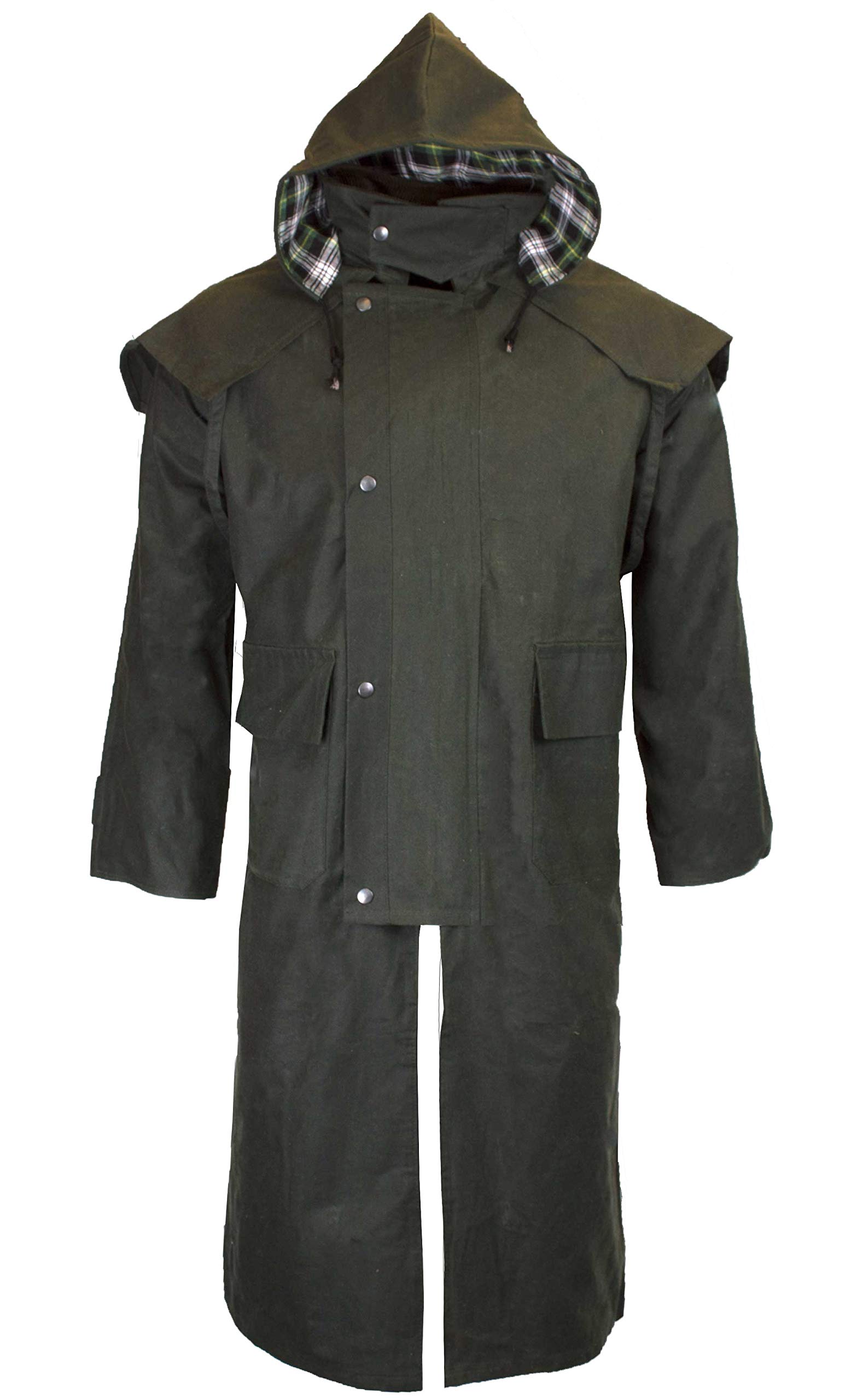 Walker & Hawkes – Impermeabile lungo cerato, unisex, stile mandriano, con cappuccio