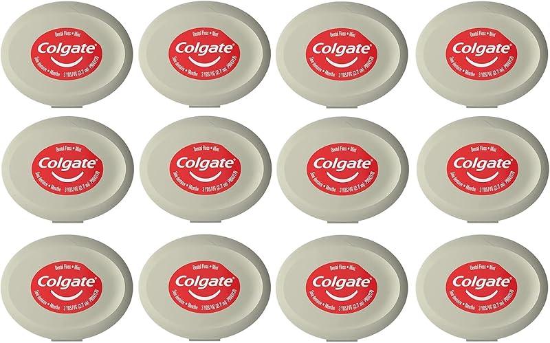 Total Dental Floss, Mint Flavor, Small Travel Size 3 Yards (2.7 Meters) - Pack of 12