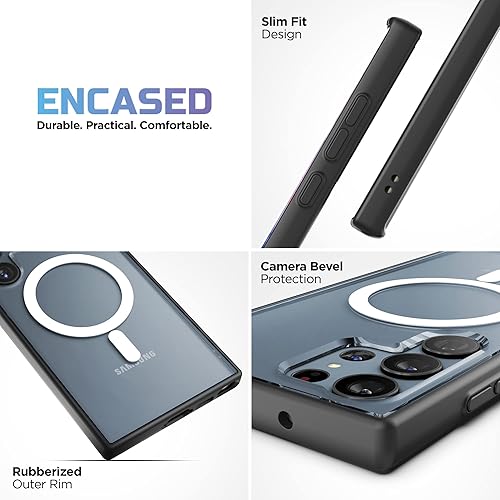 Miniatura 7 de ENCASED Funda transparente diseñada para Samsung Galaxy S23 Ultra Magnética con soporte extraíble para teléfono, agarre y soporte, compatible con