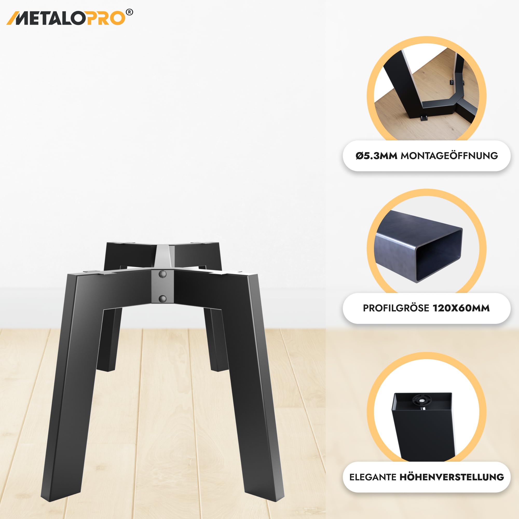 Gambe Tavolo Metallo Acciaio Nero – Struttura Robusta Scrivania Esstisch Tavolino Design Industriale 160x80x72 cm