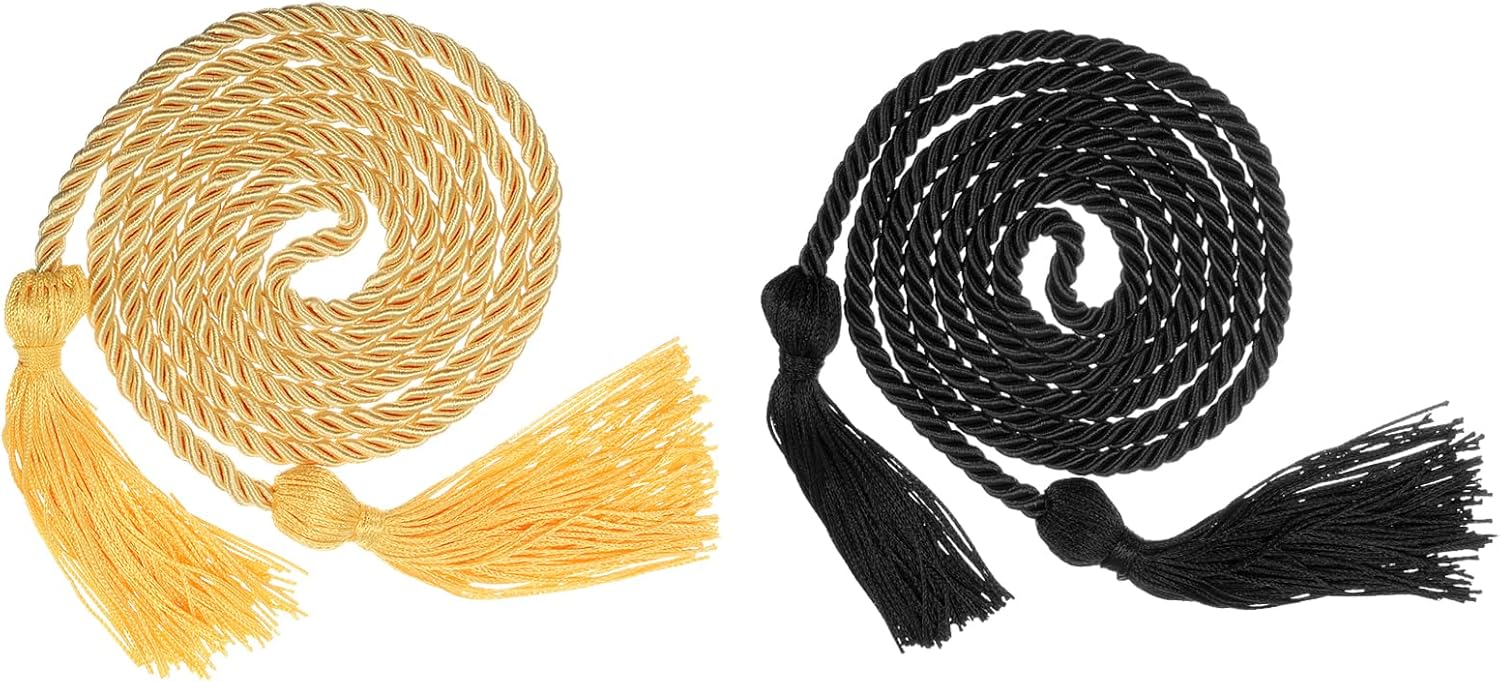 uxcell 2Pcs Graduation Honor Cord 67" with Tassel Polyester Braided Honor Cord
