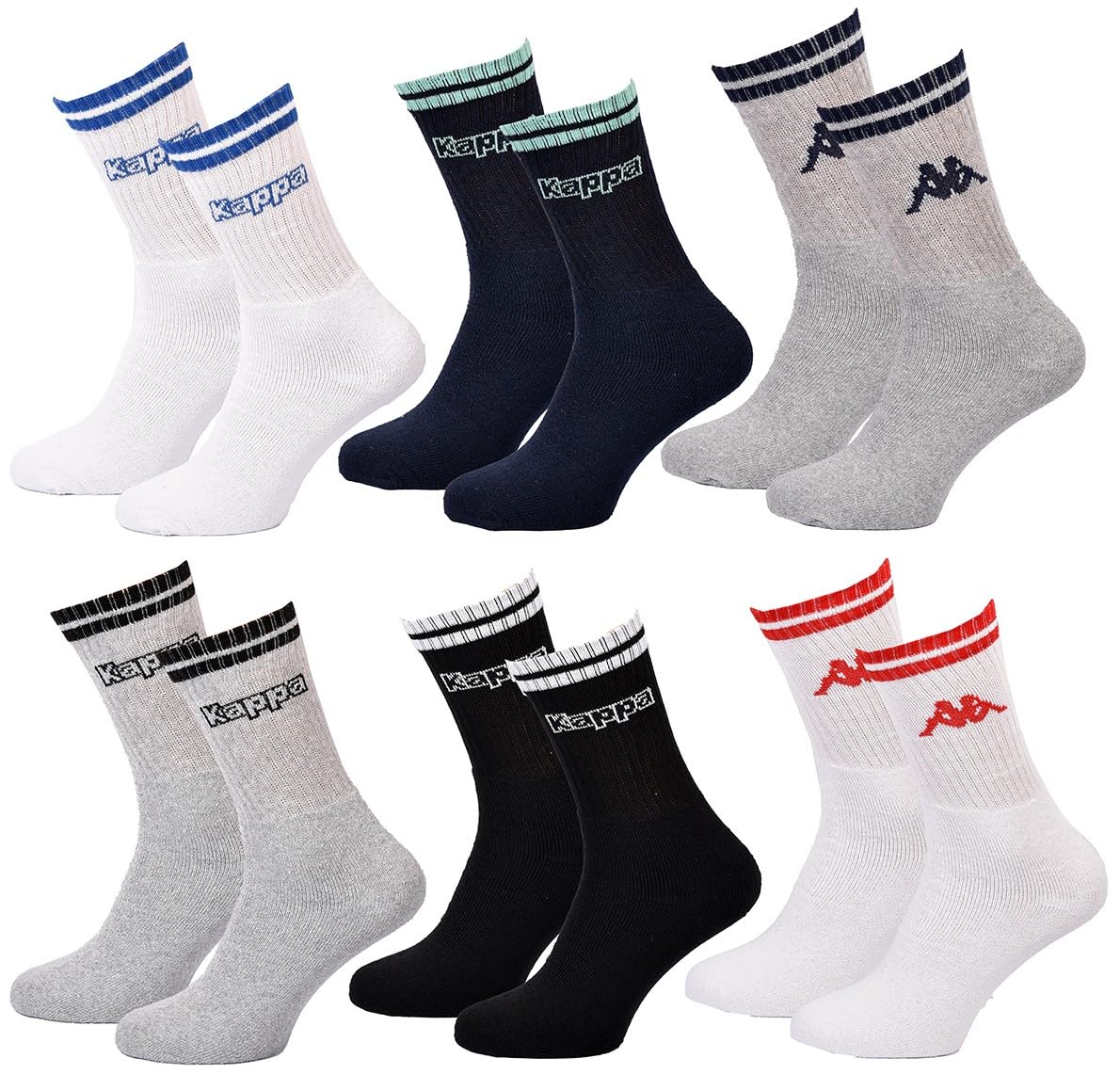Ozabi Men's Pack Of 6 Pairs 1432 Crew - Kappa Socks, 43-46