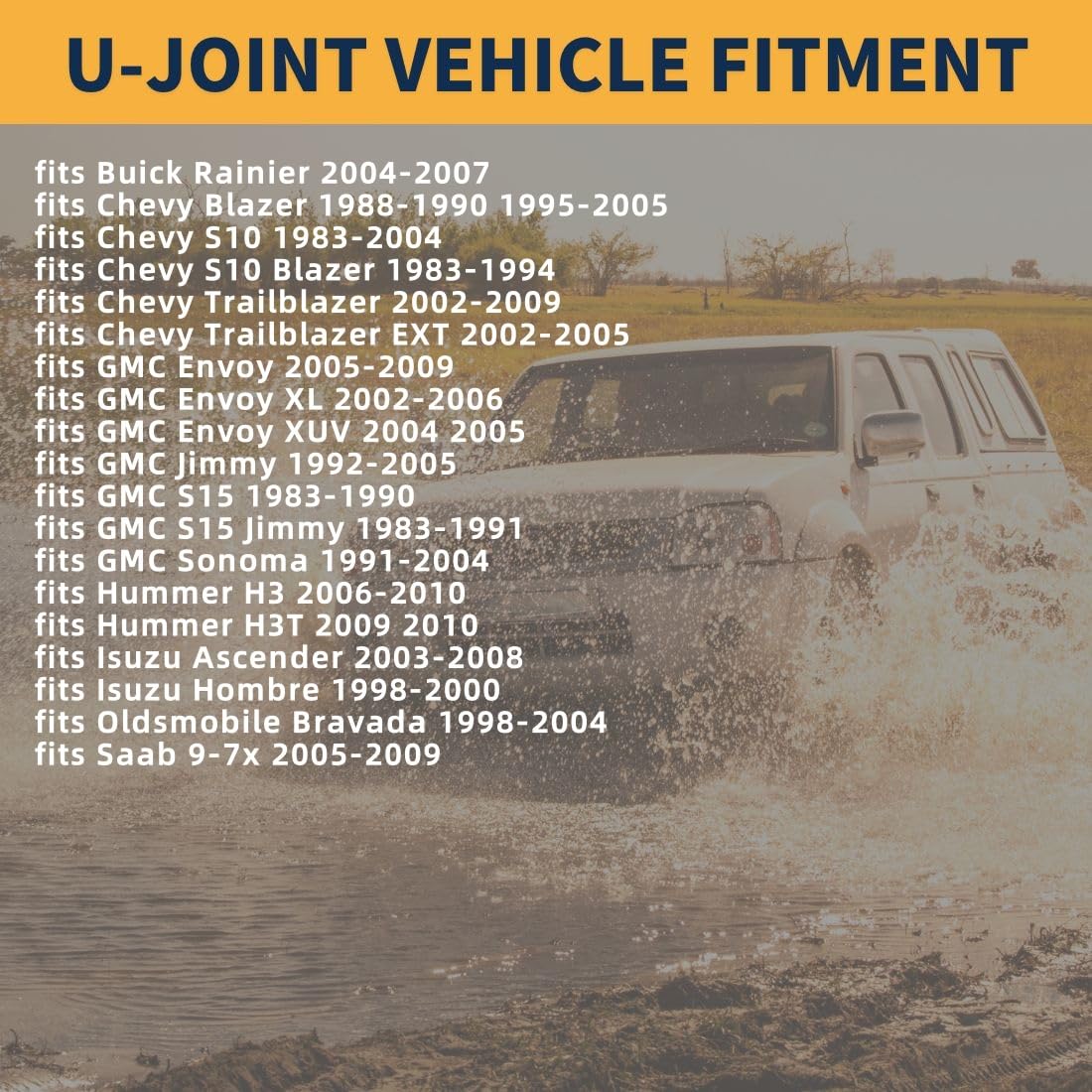 U Joint Universal Joint Front Drive Shaft fits Isuzu Hombre 1998 1999 2000 4.3L, fits GMC Sonoma 1994 1995 1996 1997 1998 1999 2000 2001 2002 2003 2.2L, 1991-1993 2.5L, 1991-1993 2.8L, 4x4 4WD