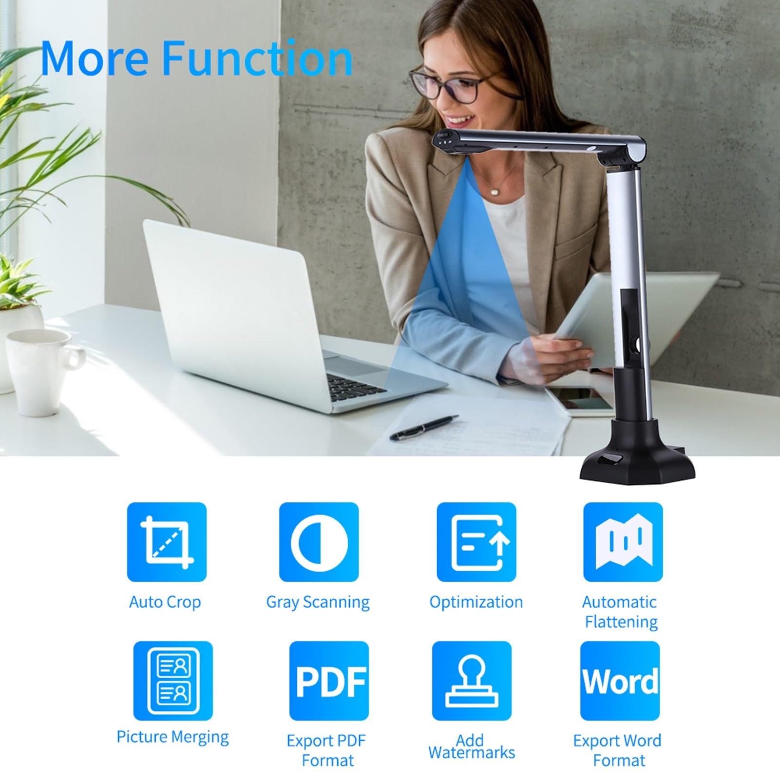 Scanner portatile for fotocamera for libri e documenti BK52, scanner A3 HD USB 2.0 con luce LED for carte d'identità, libri for passaporti, filigrana