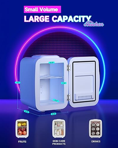 Miniatura 3 de Mini nevera, refrigerador pequeño de 4 litros6 latas con luz LED regulable, enfriador termoeléctrico portátil ACDC y calentador para juegos mini