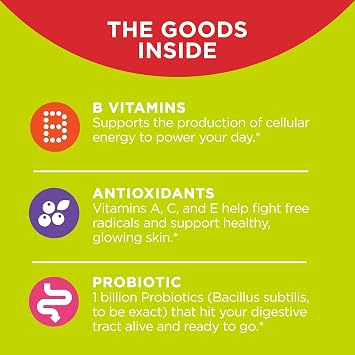 OLLY Multi + Probiotic Adult Multivitamin Gummy, 1 Billion CFUs, Digestive and Immune Support & Metabolism Gummy Rings, Apple Cider Vinegar, Vitamin B12, Chromium, Energy and Digestive Health