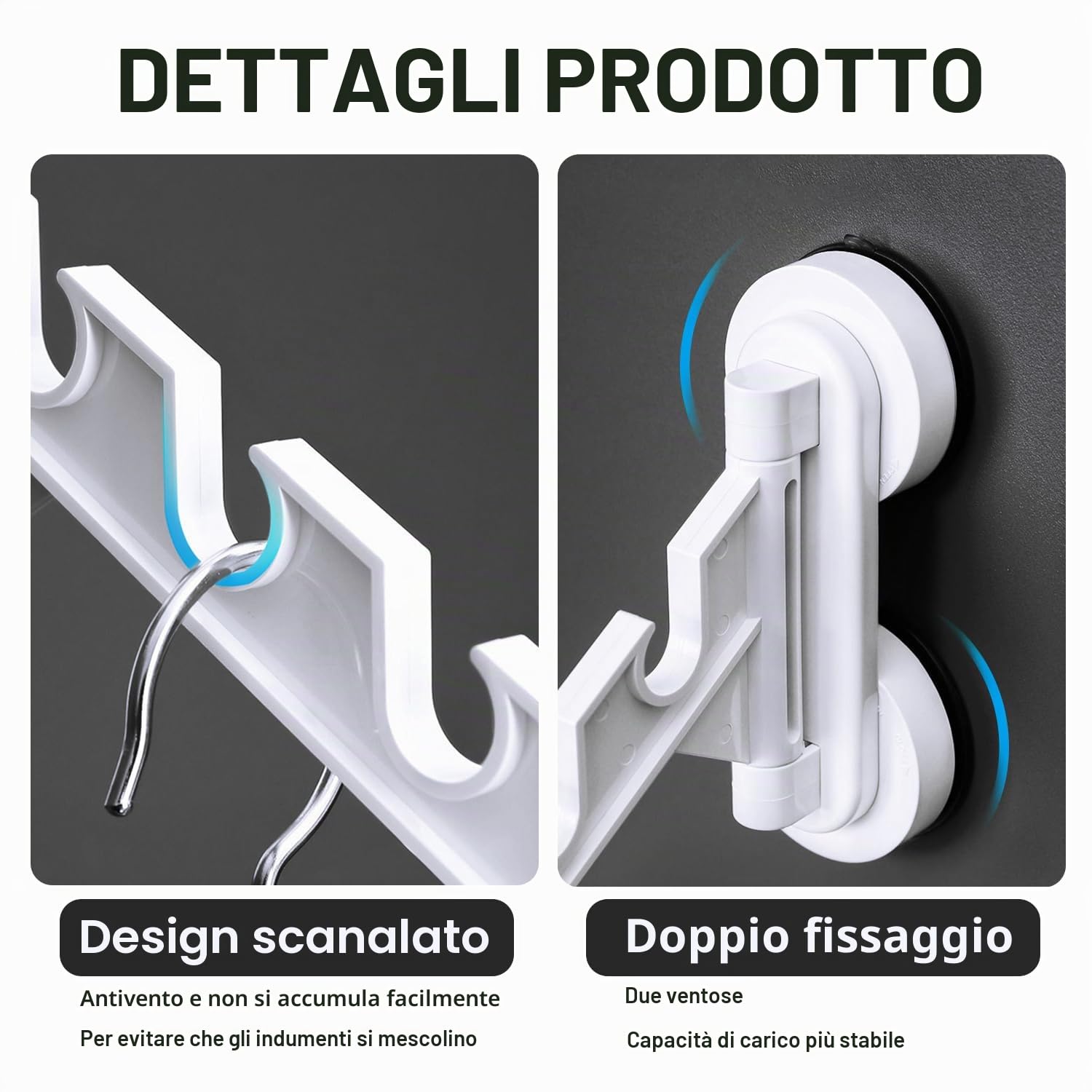 Appendiabiti Da Parete Pieghevole Stendino Muro - Balcone Invisibile Forte Ventosa Senza Punzoni Finestra Multifunzionale Quattro Fessure Barra Porta Vestiti Per Lavanderia Camera Letto Bagno