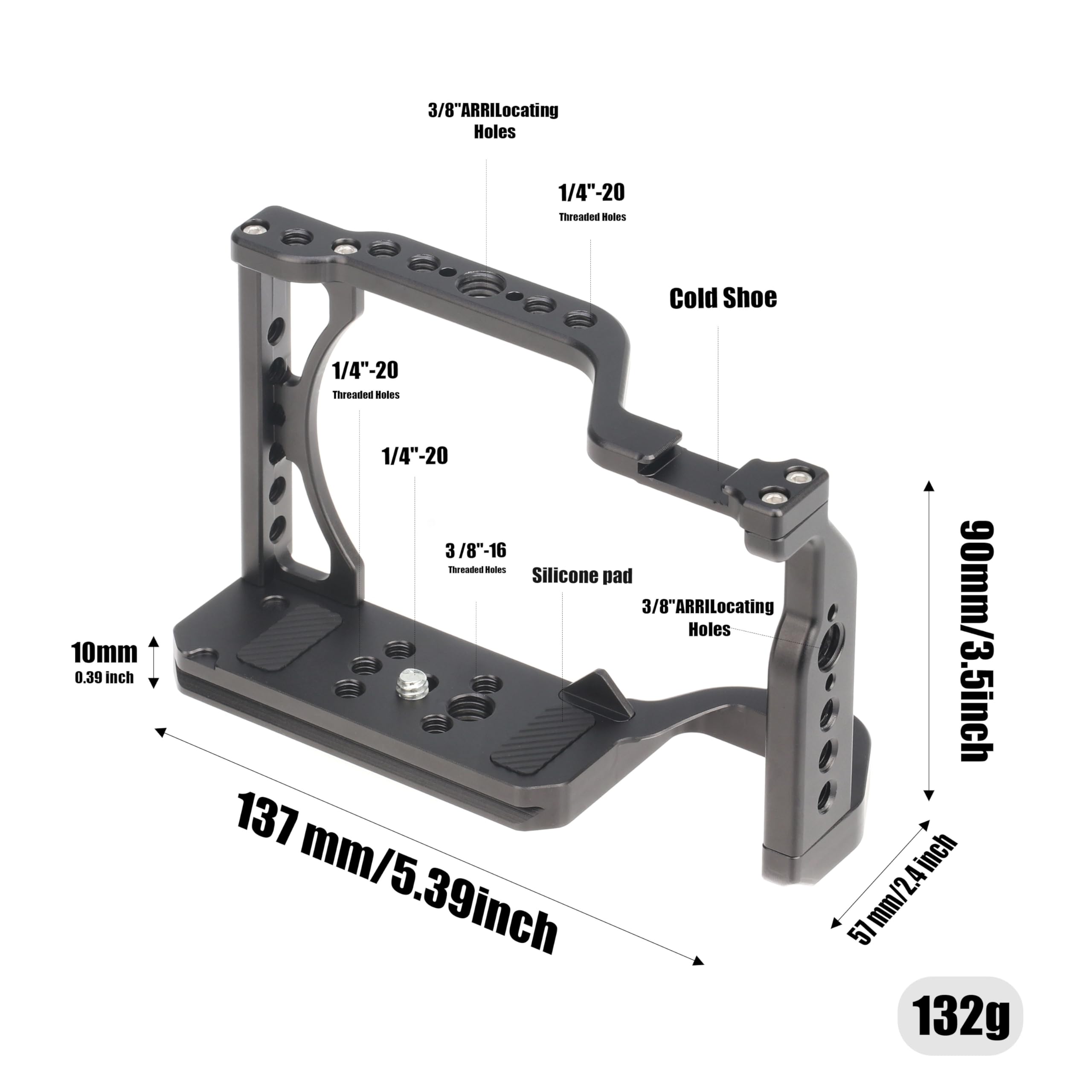 Hersmay A6700 Camera Cage Support, Video Stabilizer Kamera Jaula con Top Handle für Sony A6700 Kamera Zubehör DSLR Rig mit Cold Shoe, Handle Locating Holes, Multiple 1/4" 3/8" Screw Holes
