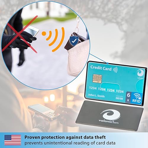 Miniatura 2 de valonic set of 6 RFID blocking sleeves - transparent front, Credit Card Protector sleeve for wallet - Protection block for Debit Card and Metro Card