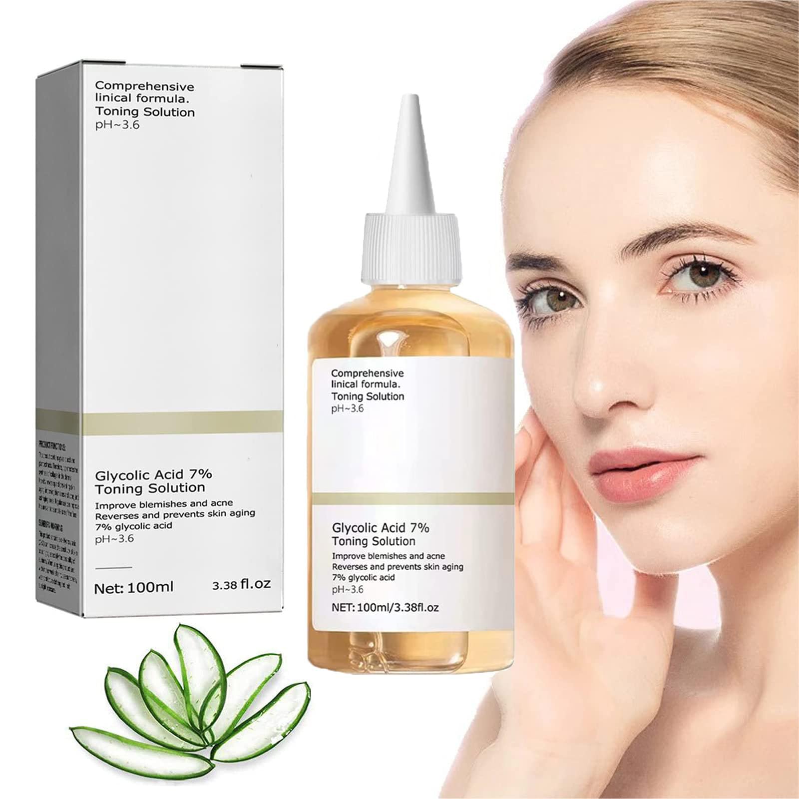JANGOU Glycolic Acid 7% Toning Resurfacing Solution, 100ML Glycolic Acid Toner for Face, Glycolic Acid Toning Solution, Facial Exfoliation Astringe Pores, Exfoliate, Brighten Skin (2BOX)