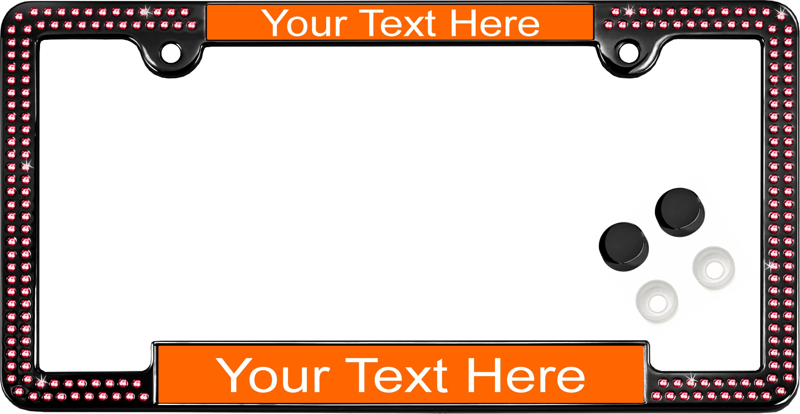 Crystals - Custom Personalized Black Metal Car License Plate Frame with Pink Cr - Picture 125 of 132
