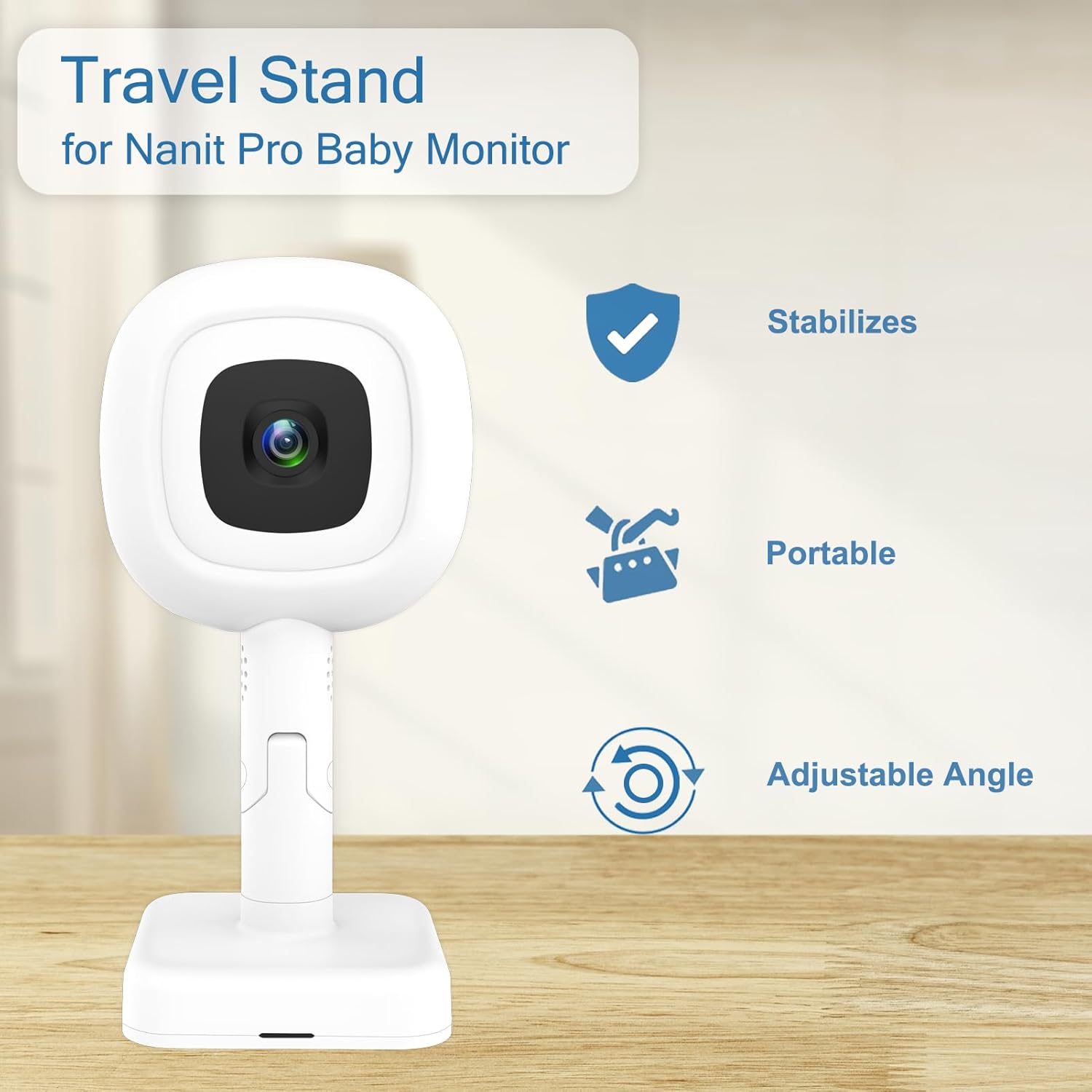 Travel Pack for Nanit Pro Baby Monitor, Travel Stand/Flex Stand for Nanit Pro & Protective Hard Shell Carrying Case, Portable and Easy Storage, 10FT USB C Charging Cable Power Adapter Included