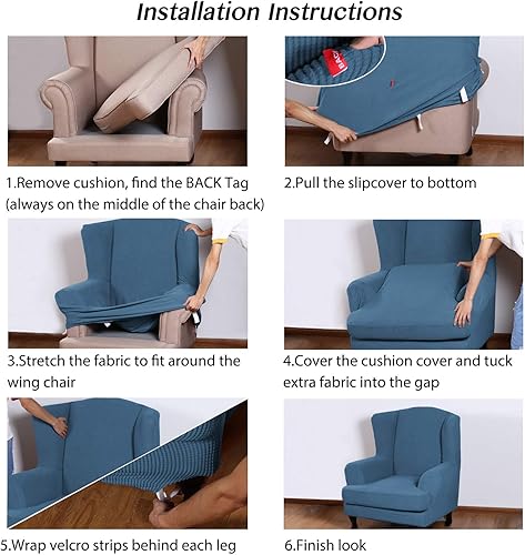 Vista 380 de Turquoize - Funda elástica para sofá de 2 piezas y 3 cojines, funda protectora lavable con elástico en la parte inferior, tela jacquard gruesa