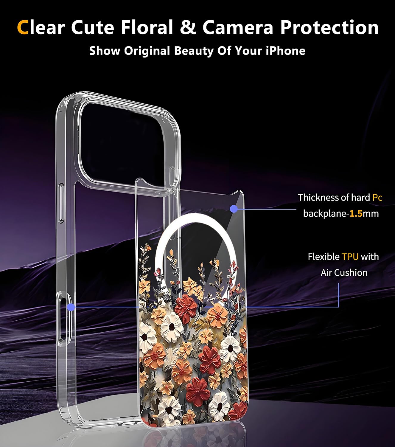 Amazon.com: TXXO for iPhone 17 Pro Max Case Clear Cute Flowers for