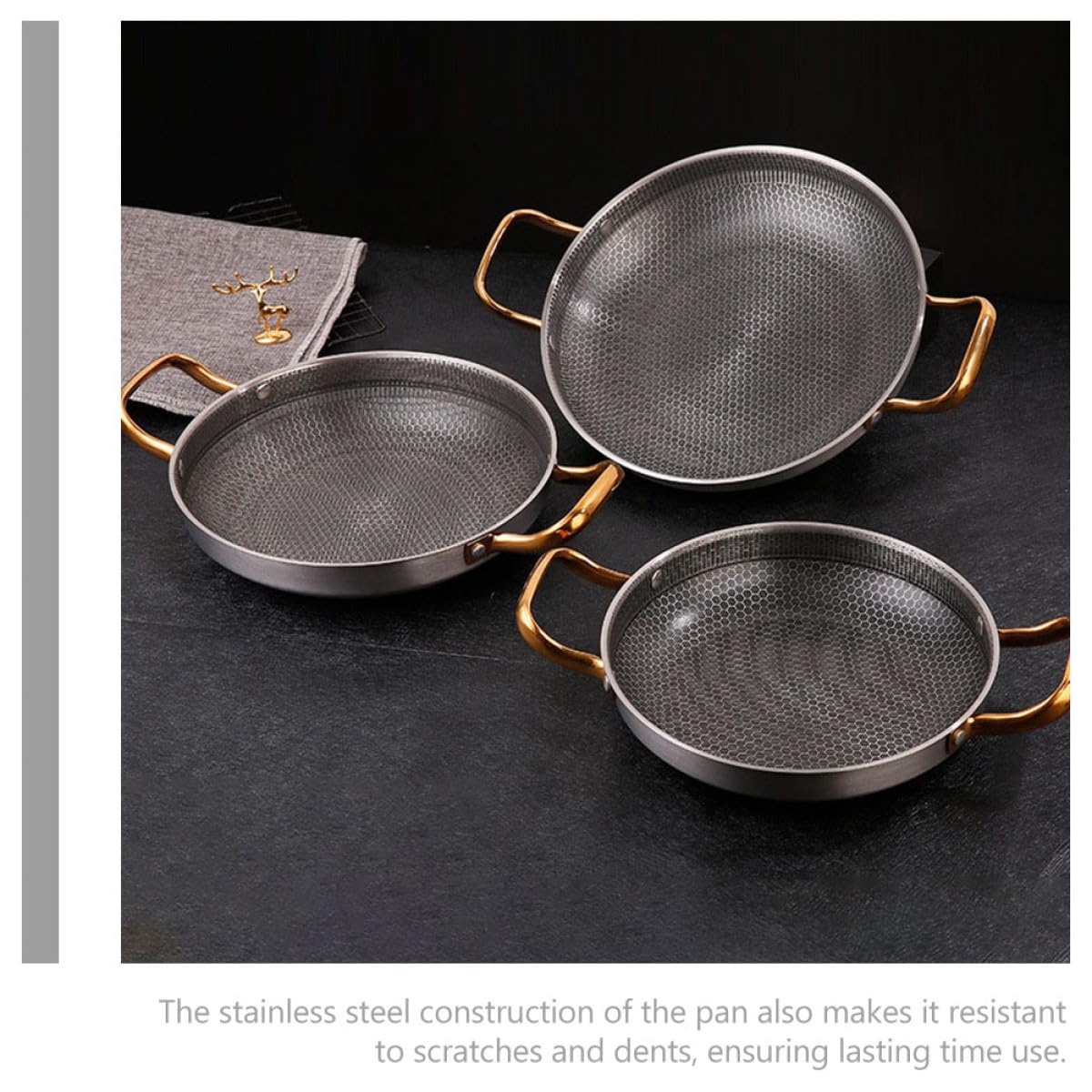 Homoyoyo Edelstahl Wabenbeschichtung Pfanne mit Ergonomischem Griff und Antihaftender Oberfläche für Schonendes Braten von Meeresfrüchten und Kleinen Krustentieren in Küche