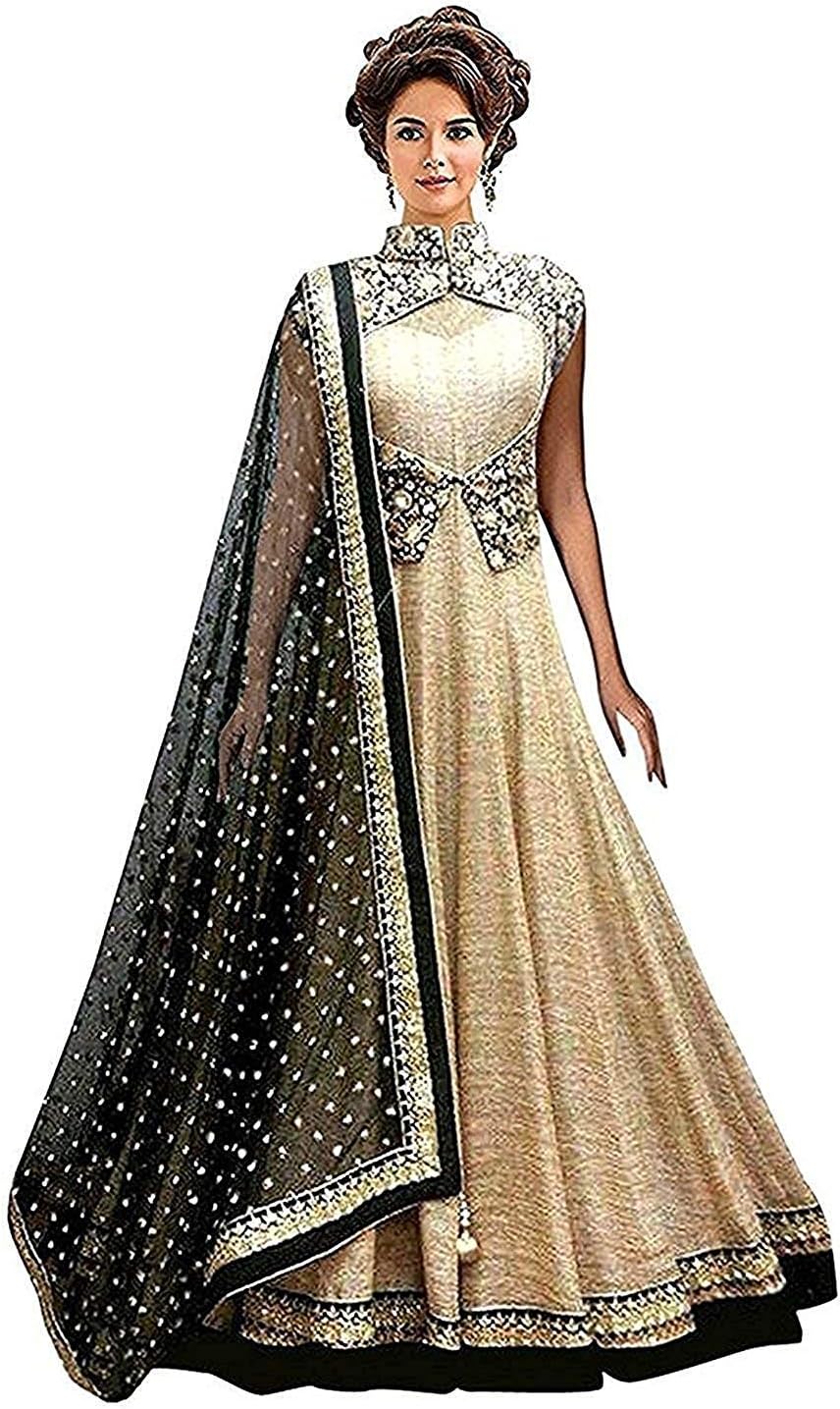 Aaina Women's Silk Lehenga Choli (LG014-NEW_Beige_One Size)