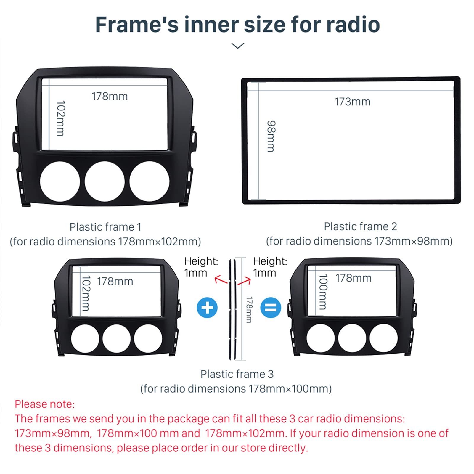 Kit de Tableau de Bord Radio Double DIN, Remplacement de Garniture de Panneau de Tableau de Bord Radio Stéréo 2Din pour MX-5 Miata 2005-2015