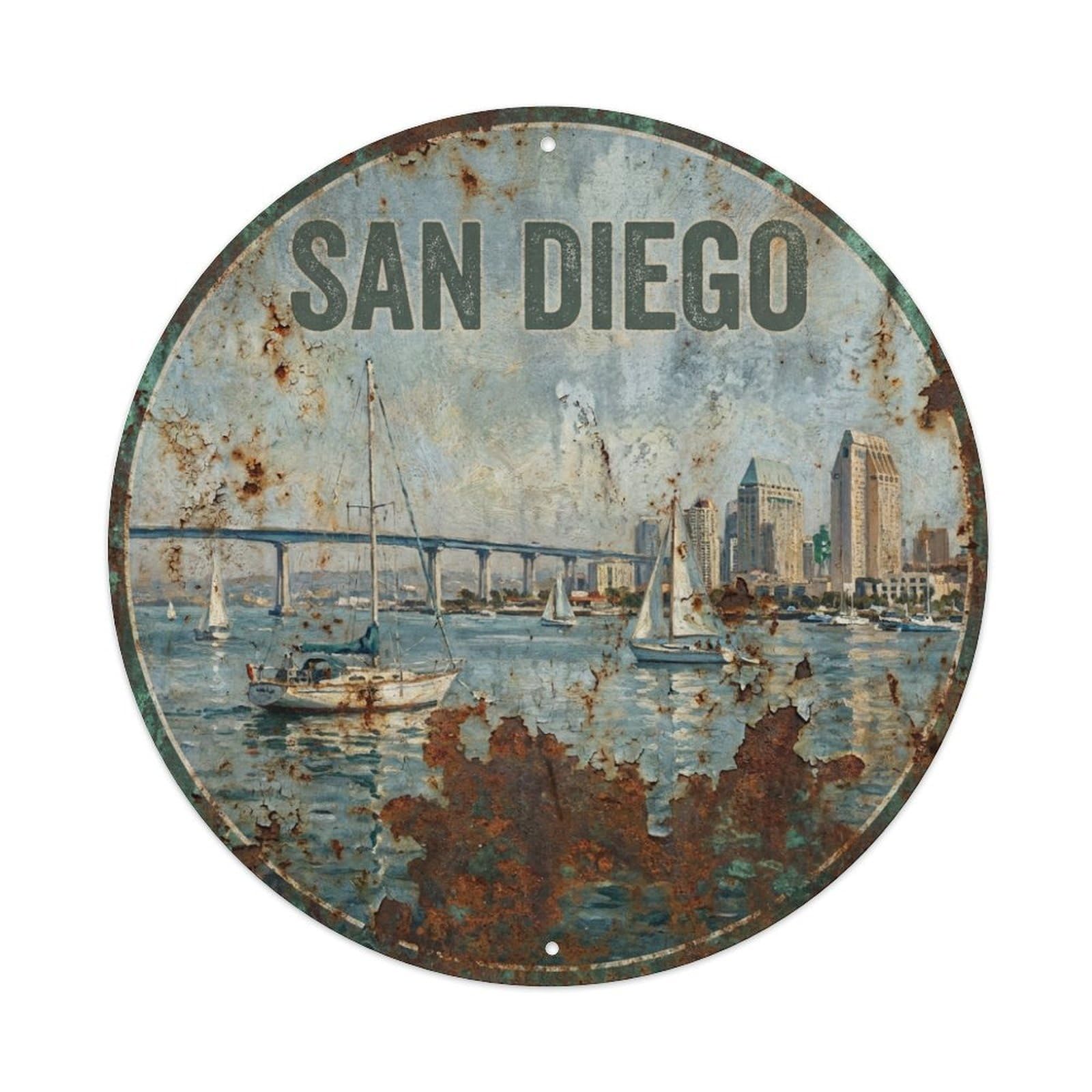 Tgrcjimh Style Metal Tin Sign Usa Retro Travel San Diego