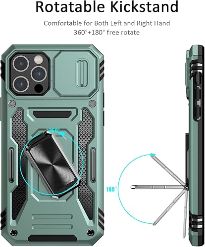 Miniatura 2 de Nvollnoe Funda para iPhone 13 Pro Max con funda deslizante para cámara deslizante, probada en caídas, grado militar, resistente, resistente, anillo