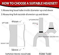 Vista 4 de BUCKLOS 1-1/8 Auriculares de Bicicleta MTB Sin Rosca 34 44 44-50.6 44-55 44-56 41.8-52mm, Caja de Dirección con Rodamientos Sellados Dobles