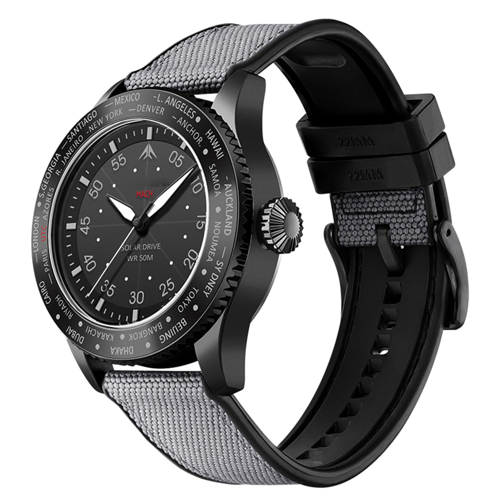 Alomejor Herren-Solaruhr, Solarbetrieben, Wasserdicht, Chronograph, Fliegeruhr, Nachtsicht, 180 Tage, Solaruhr für Sport und Abenteuer