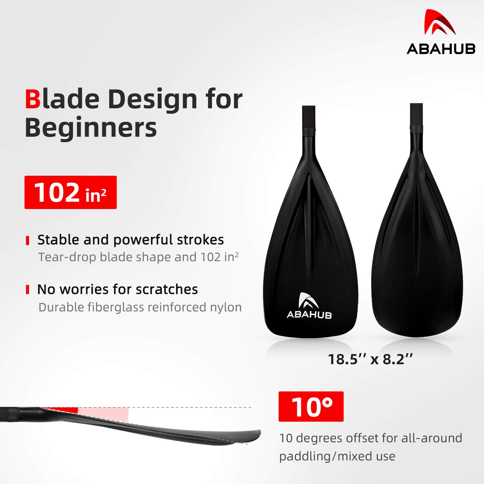 Abahub Pagaia SUP Alluminio Remi SUP Paddle Stand Up Paddle Telescopico 173-213 cm Rivestimento in PU per SUP Surf Board Boating, Nylon Plastic Blade Nero/Blu/Verde/Rosso/Arancione/Giallo
