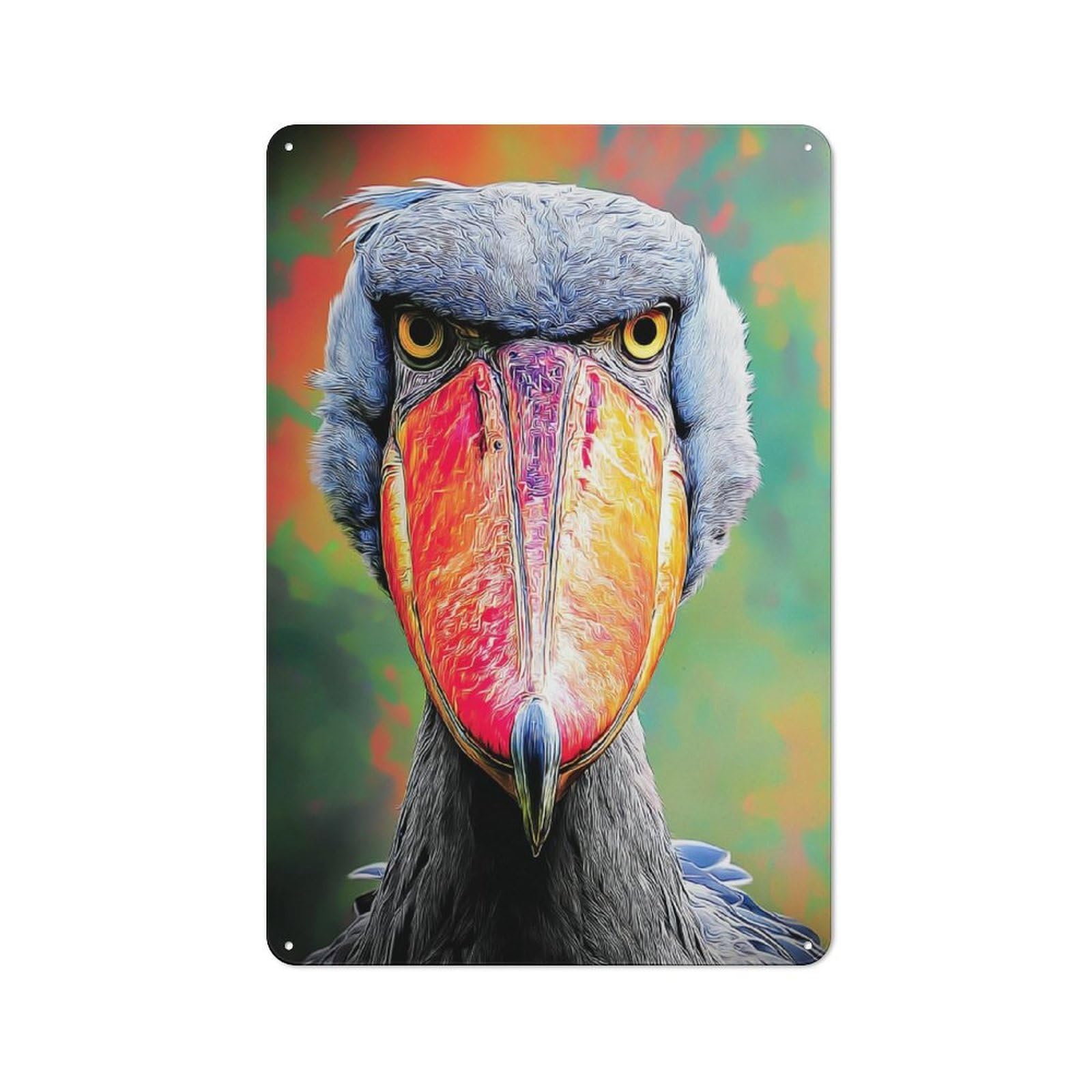 Junmoney Whale-Headed Stork Portrait Cafe Metal Sign 30X20cm, Shop Front Style Restaurant Wall Art For Takeaway, Bar, Kitchen Or Counter Area