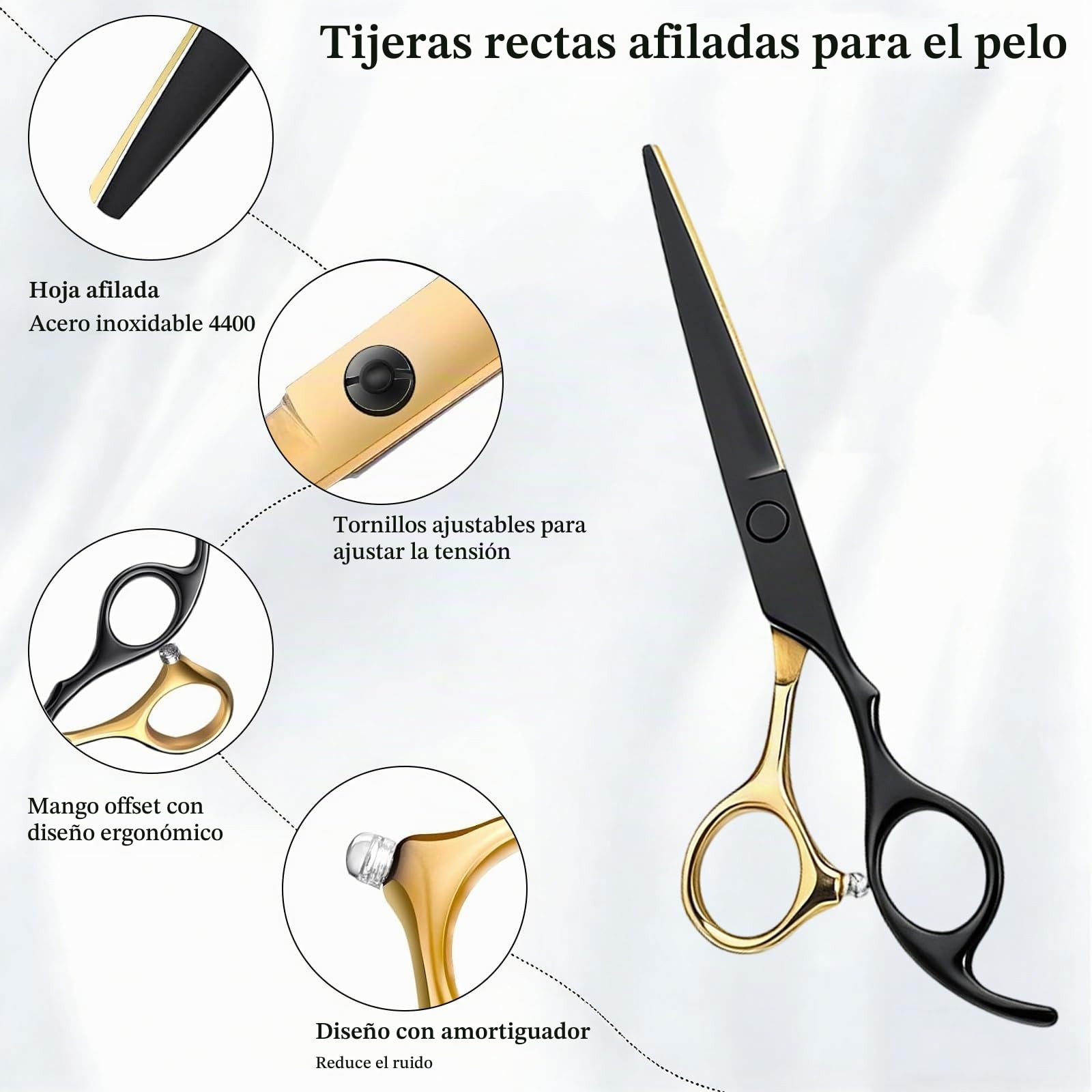 Tijeras Peluqueria Cortar Pelo, Tijeras Peluqueria Profesional Entresacar, Set Profesional de Tijeras para Pelo de Acero, Bolsa para Peluqueros, Principiantes y Uso Doméstico