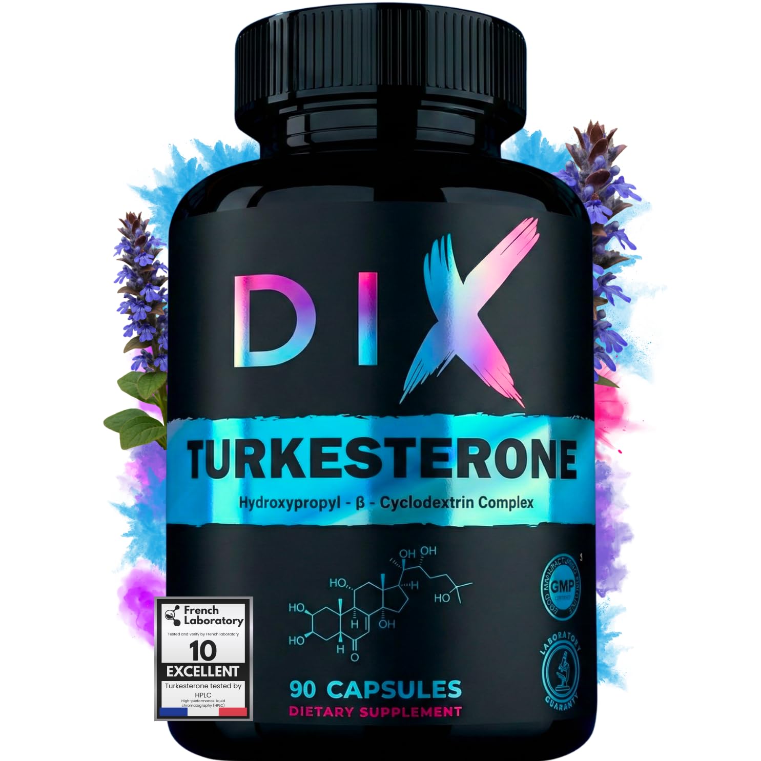 TURKESTERONE 1490MG 90 Cápsulas 25% Estandarizado Fórmula Avanzada Vegano Sin Gluten