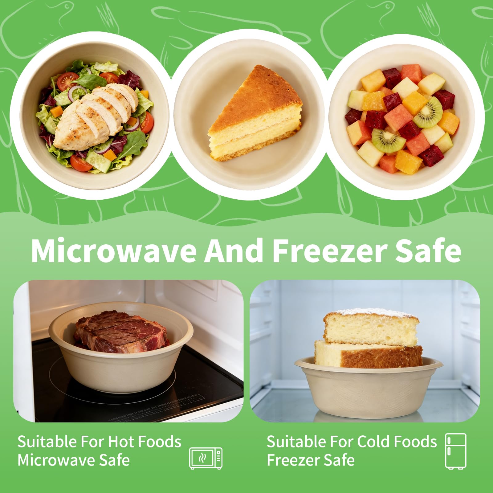100 Pezzi Ciotole di Carta usa e Getta, 350ml, Resistenti e Stabili, Ciotole per Zuppa, Feste, Picnic Barbecue, Senza Plastica, Adatte per Alimenti Caldi e Freddi