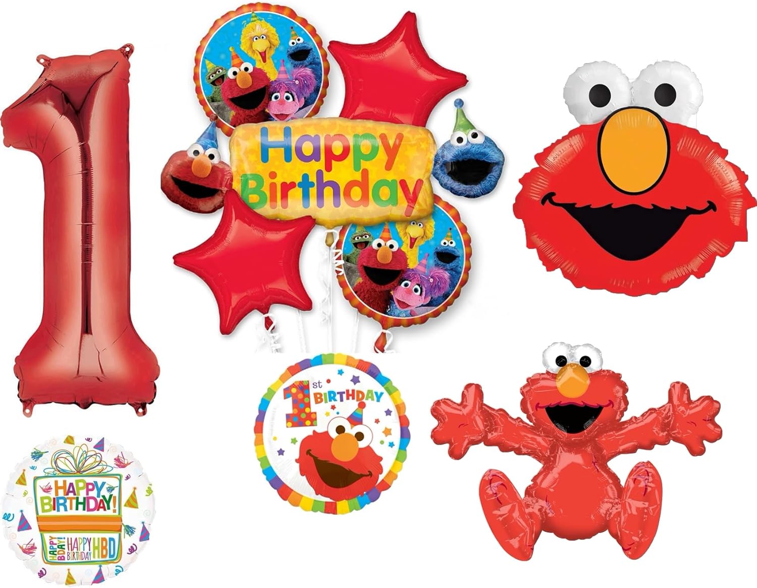 Elmo Sesame Street 1st Birthday Party Supplies Balloon Bouquet Decorations