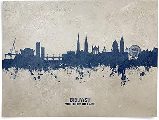 Belfast Northern Ireland Skyline art print poster, unframed -18382
