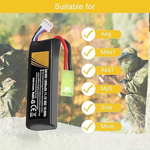 Miniatura 7 de 2 unids batería recargable de Airsoft 11.1 V LiPo 1800 mAh 30C Mini Tamiya Hobby batería con 11.1 lipo cargador USB para pistolas de Airsoft modelo