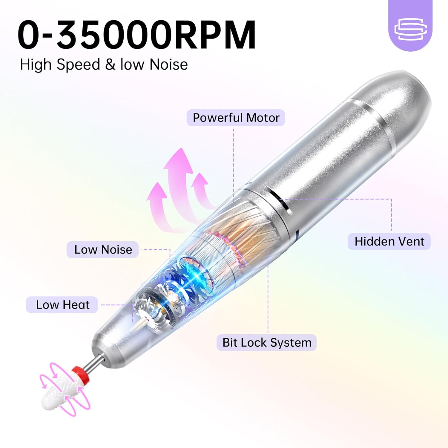 Professional Rechargeable Nail Drill Machine&Plug-in Nail Dust Collector, Manicure Pedicure Tool