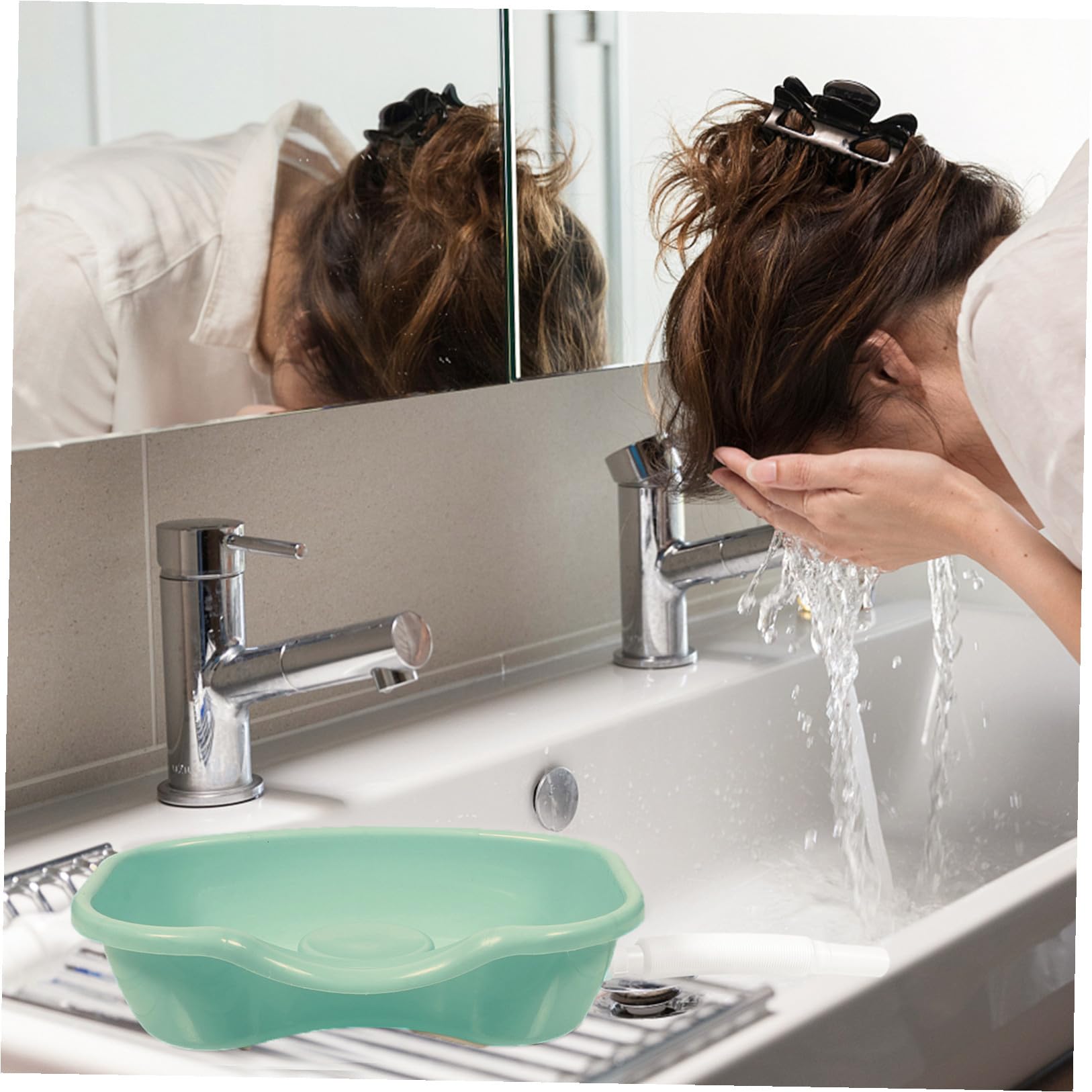 Bacinella per Shampoo Portatile Supporto Collo, Lavabo Grande per Lavaggio Chioma a Letto, Vassoio Lavatesta per Anziani, Donne Incinte e Pazienti Mobilità Ridotta, Ausilio